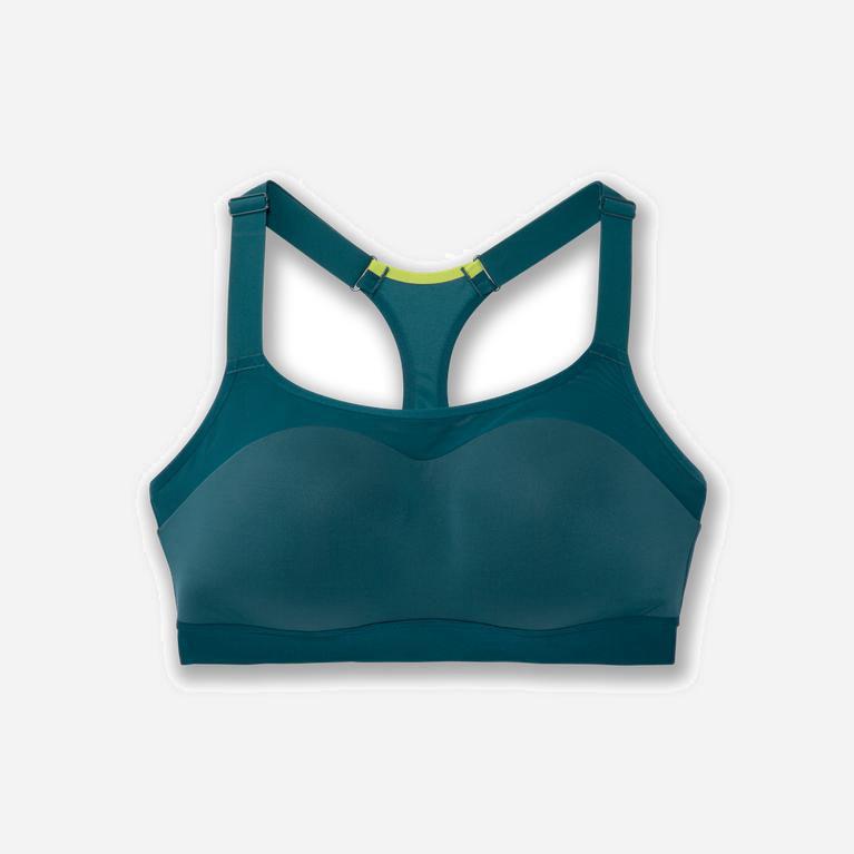 Brooks Women's Dare Racerback Running Bra Singapore - Deep Sea Blue/Lime/DarkCyan (63052-GQVC)